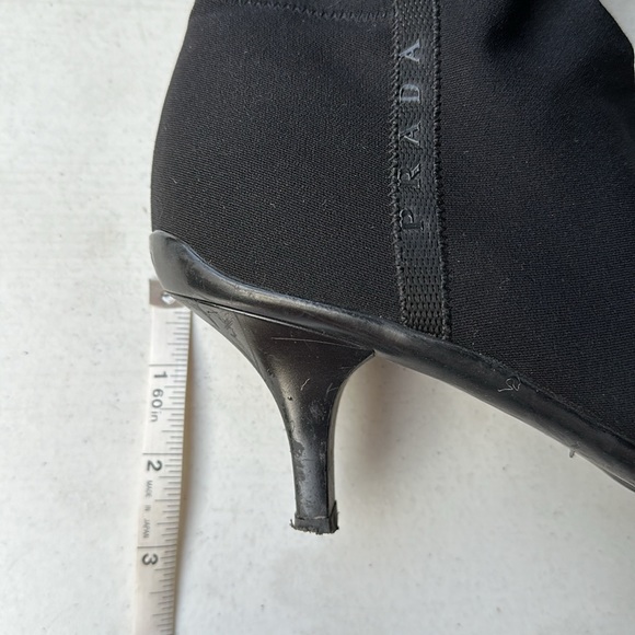 PRADA SPORT | Black Nylon Pointed Toe Kitten Heel Ankle Boots - Picture 10 of 12